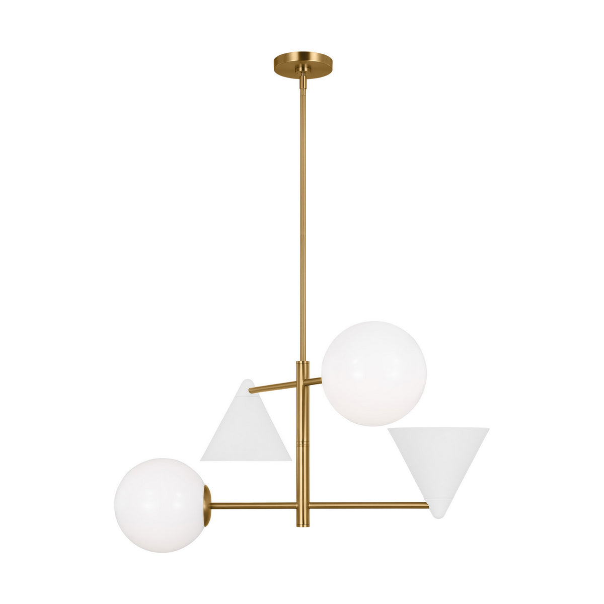 Visual Comfort Studio Canada - AEC1114MWTBBS - Four Light Chandelier - Cosmo - Matte White and Burnished Brass