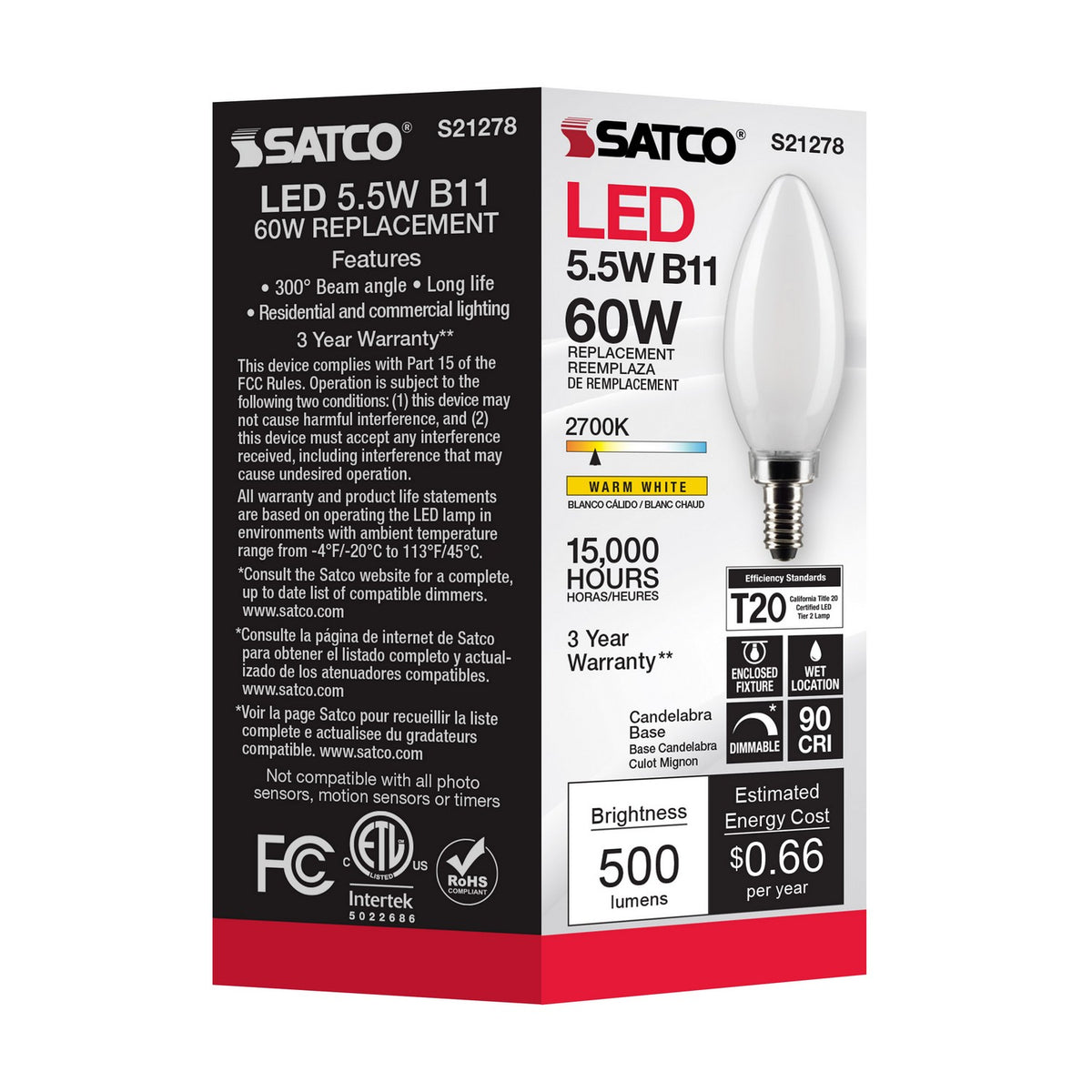 Satco Canada - S21279 - Light Bulb - Frost