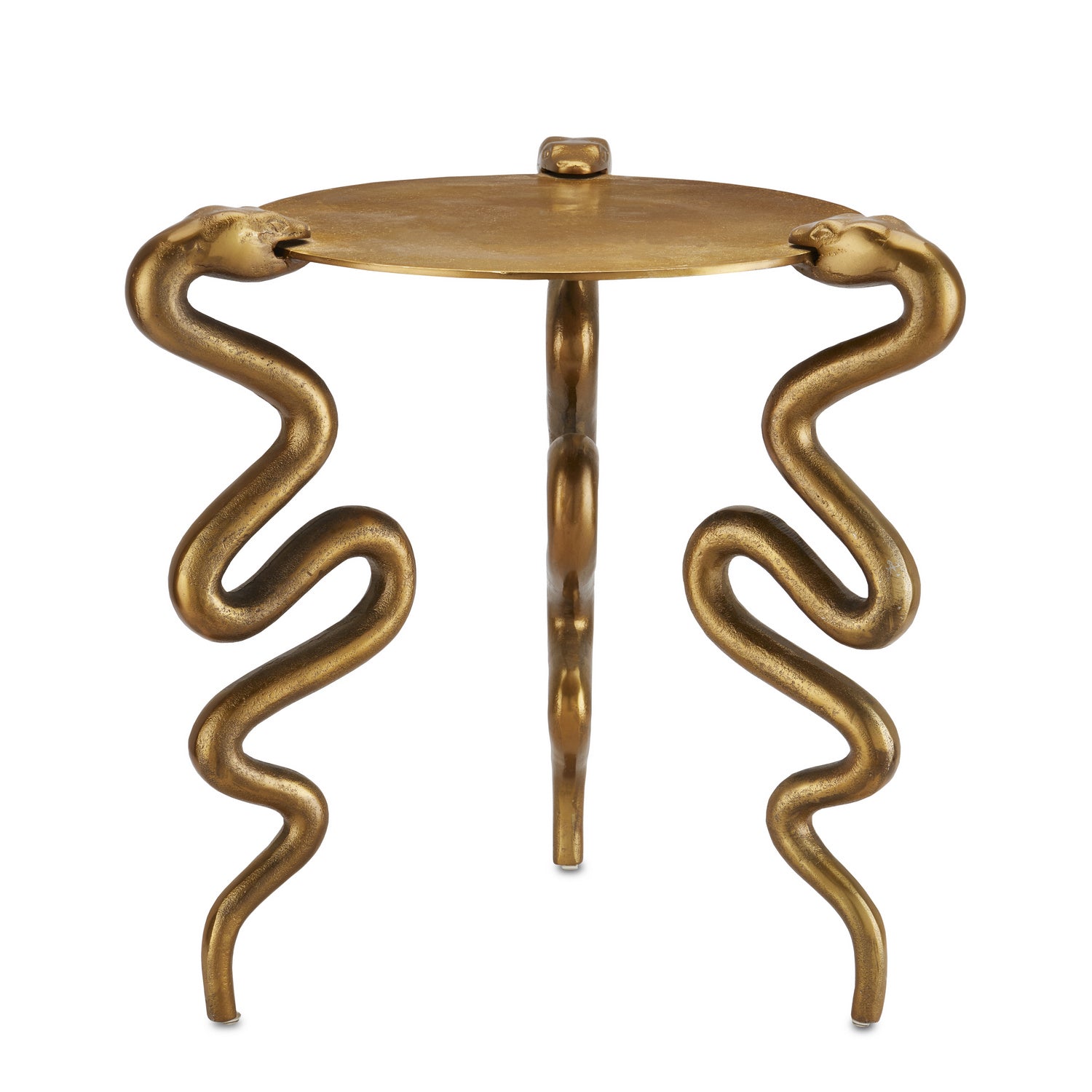 Currey and Company - 4000-0140 - Accent Table - Serpent - Antique Brass
