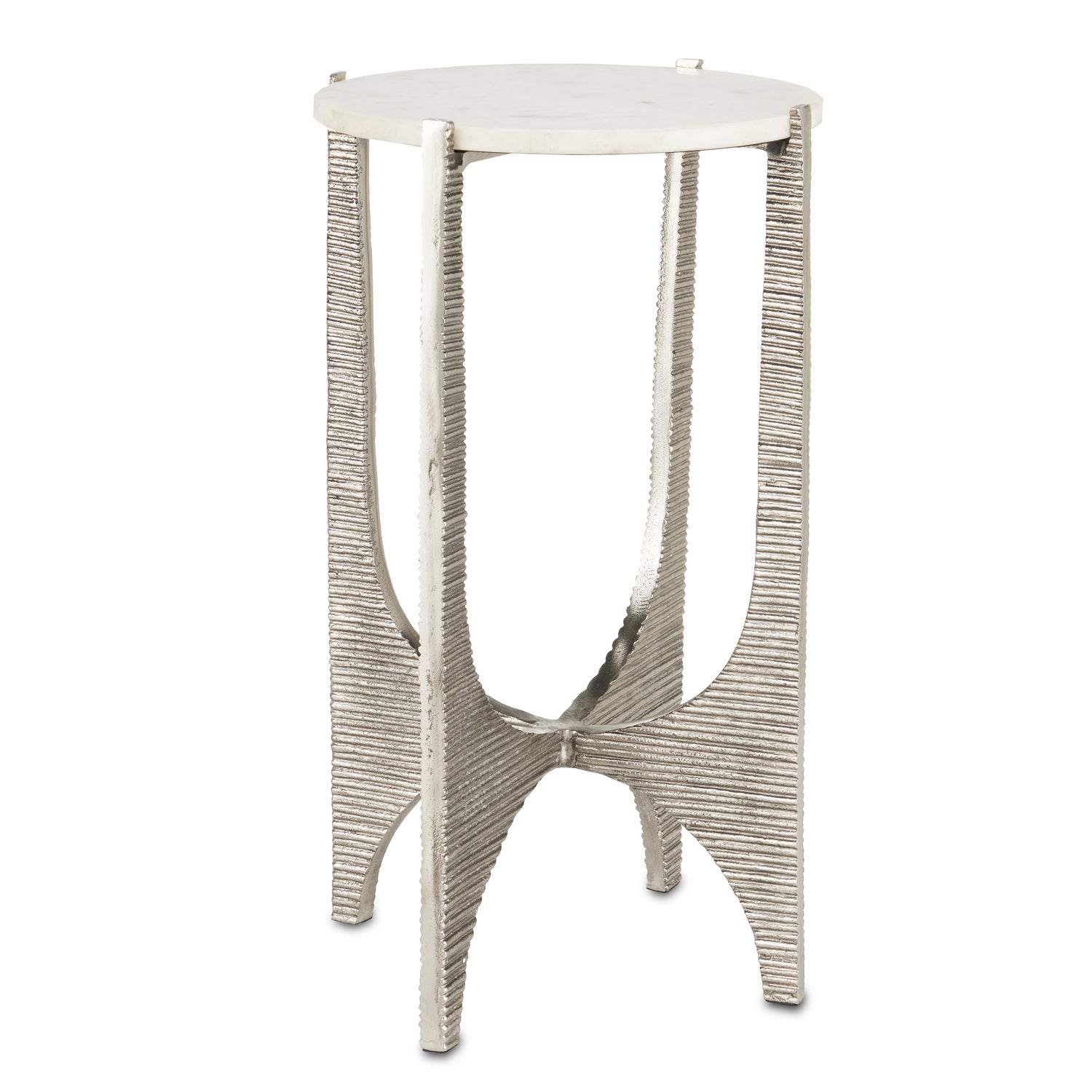 Currey and Company - 4000-0142 - Accent Table - Micha - Antique Nickel/White