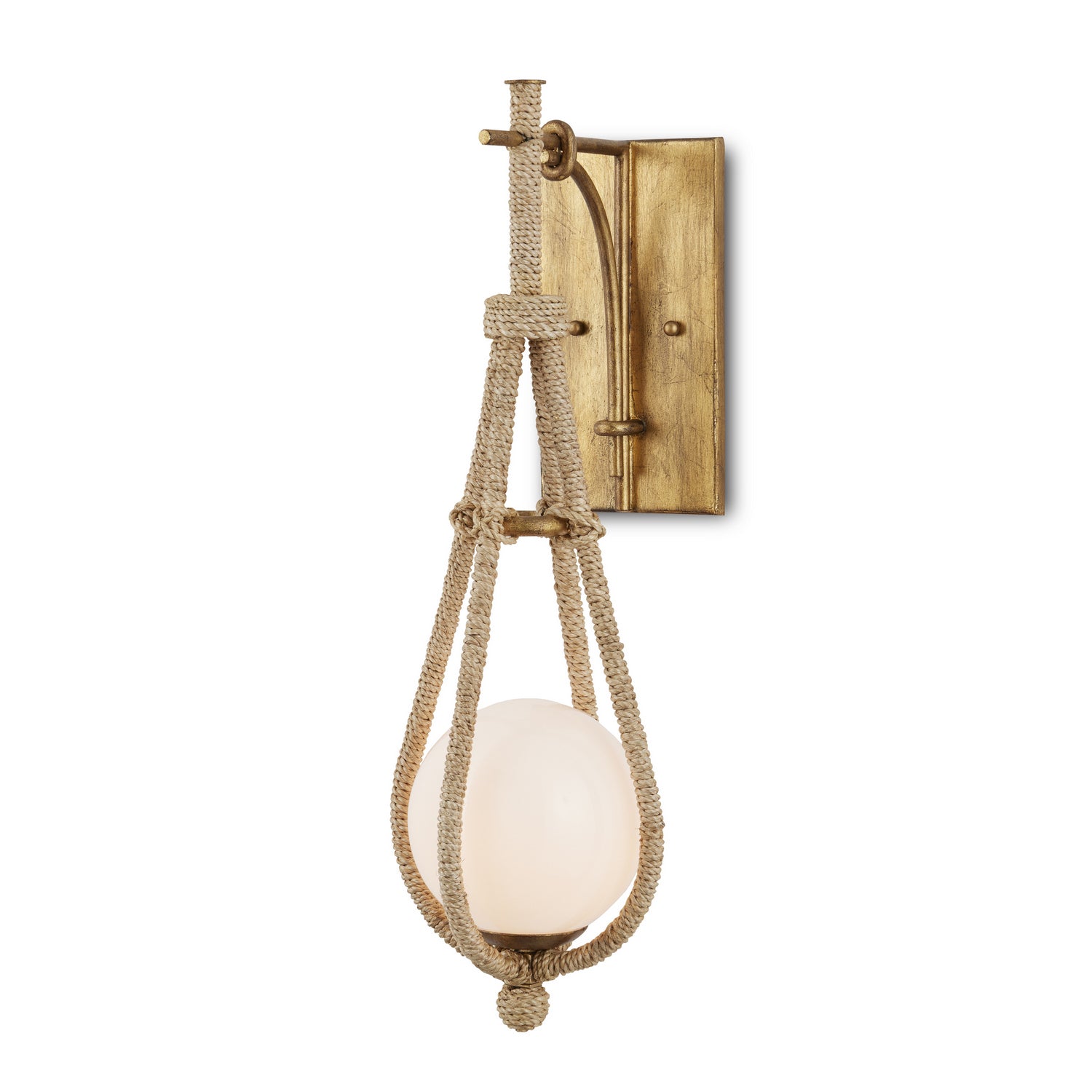 Currey and Company - 5000-0211 - One Light Wall Sconce - Passageway - Natural Rope/Dorado Gold/Frosted