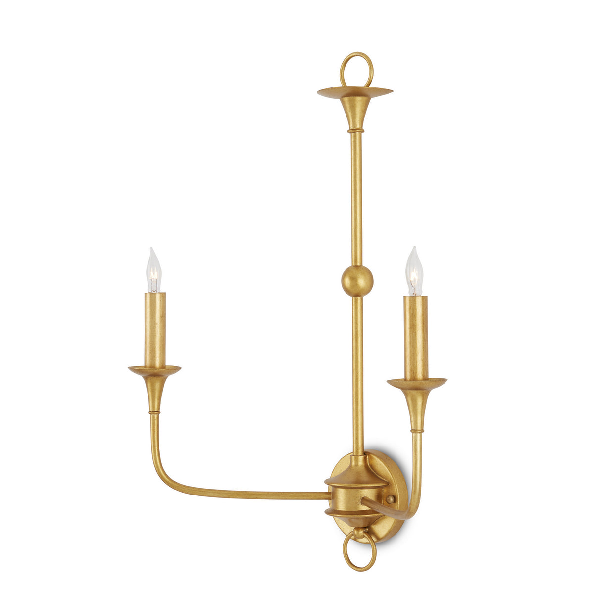 Currey and Company - 5000-0214 - Two Light Wall Sconce - Nottaway - Contemporary Gold Leaf