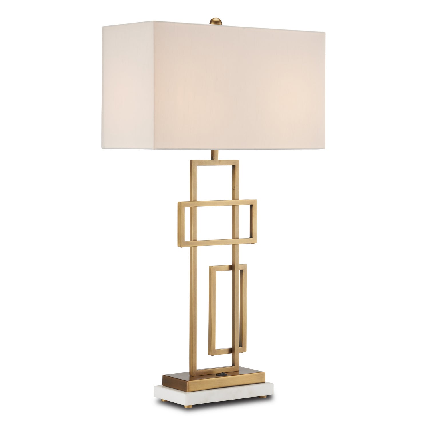 Currey and Company - 6000-0834 - Two Light Table Lamp - Parallelogram - Antique Brass/White