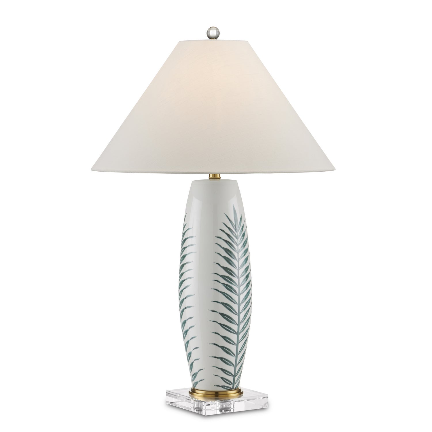 Currey and Company - 6000-0843 - One Light Table Lamp - Kenita - White/Green/Clear/Polished Brass