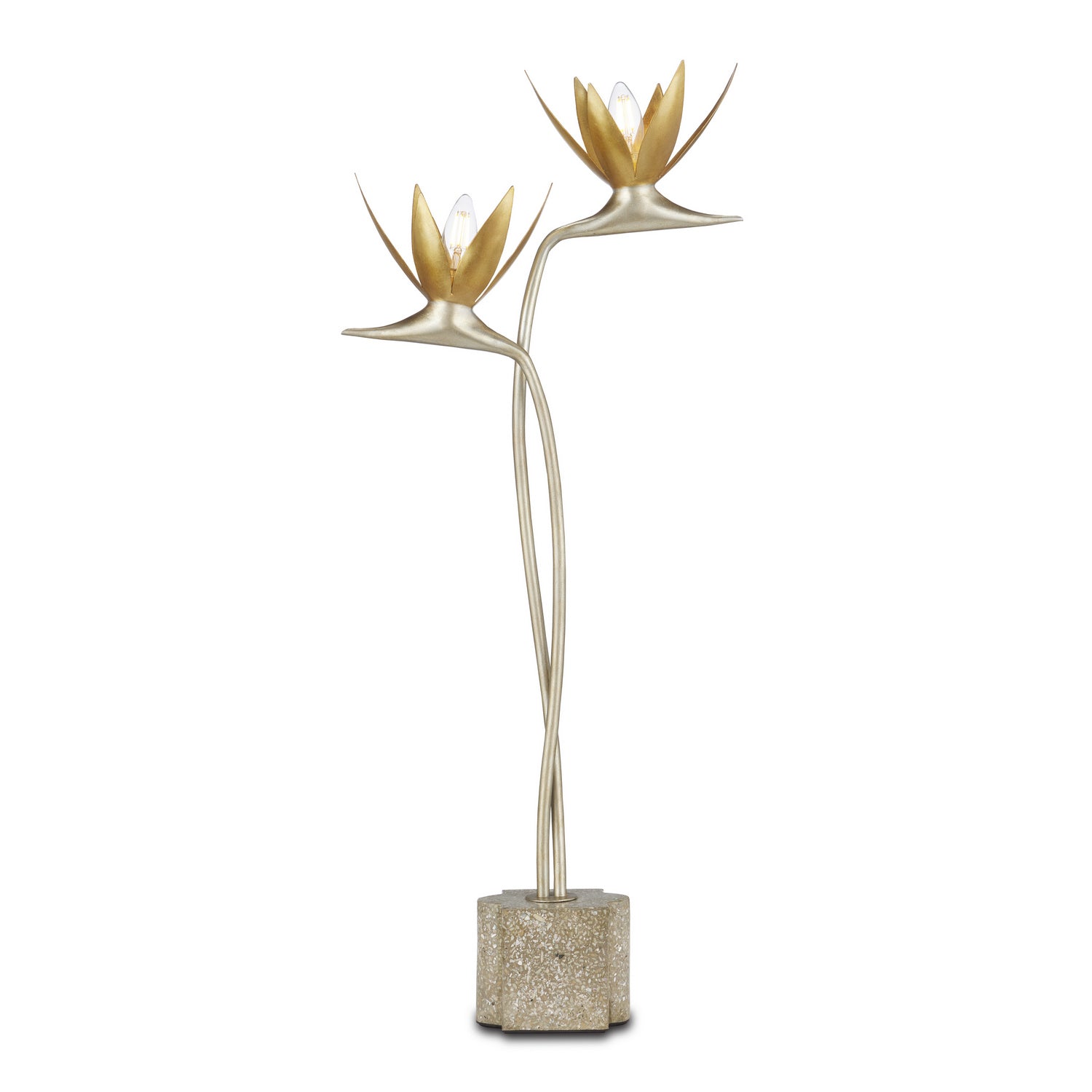 Currey and Company - 6000-0855 - Two Light Table Lamp - Paradiso - Contemporary Silver Leaf/Contemporary Gold Leaf/Abalone Polished Concrete