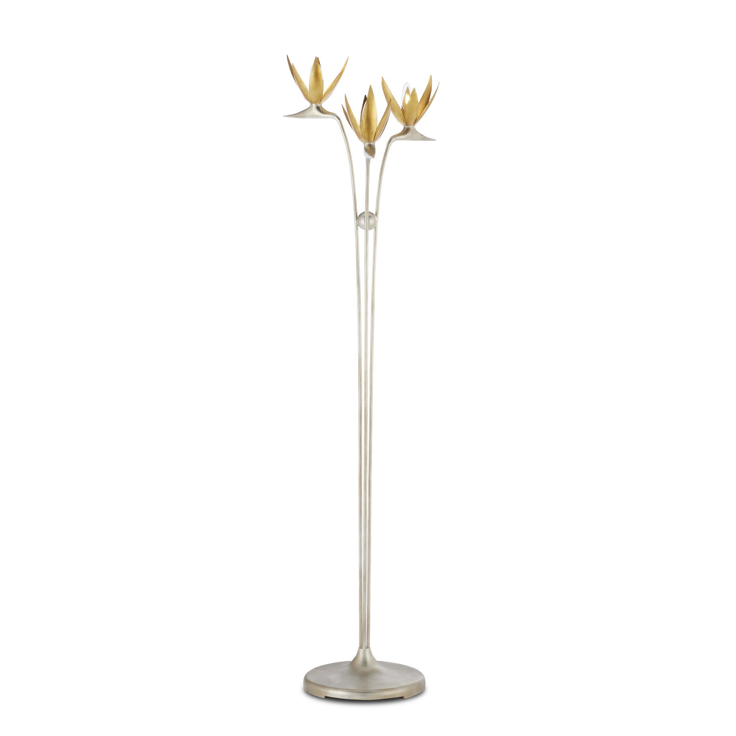 Currey and Company - 8000-0130 - Three Light Floor Lamp - Paradiso - Contemporary Silver Leaf/Contemporary Gold Leaf