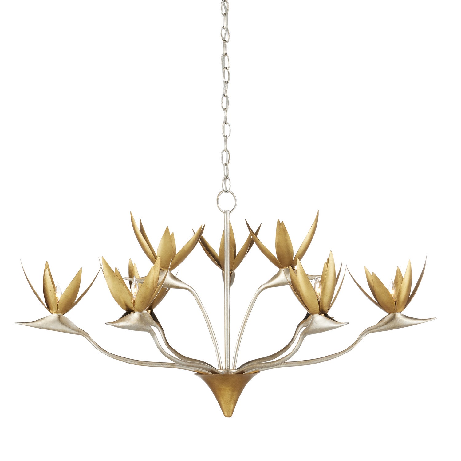 Currey and Company - 9000-0973 - Nine Light Chandelier - Paradiso - Contemporary Silver Leaf/Contemporary Gold Leaf/ Contemporary Gold