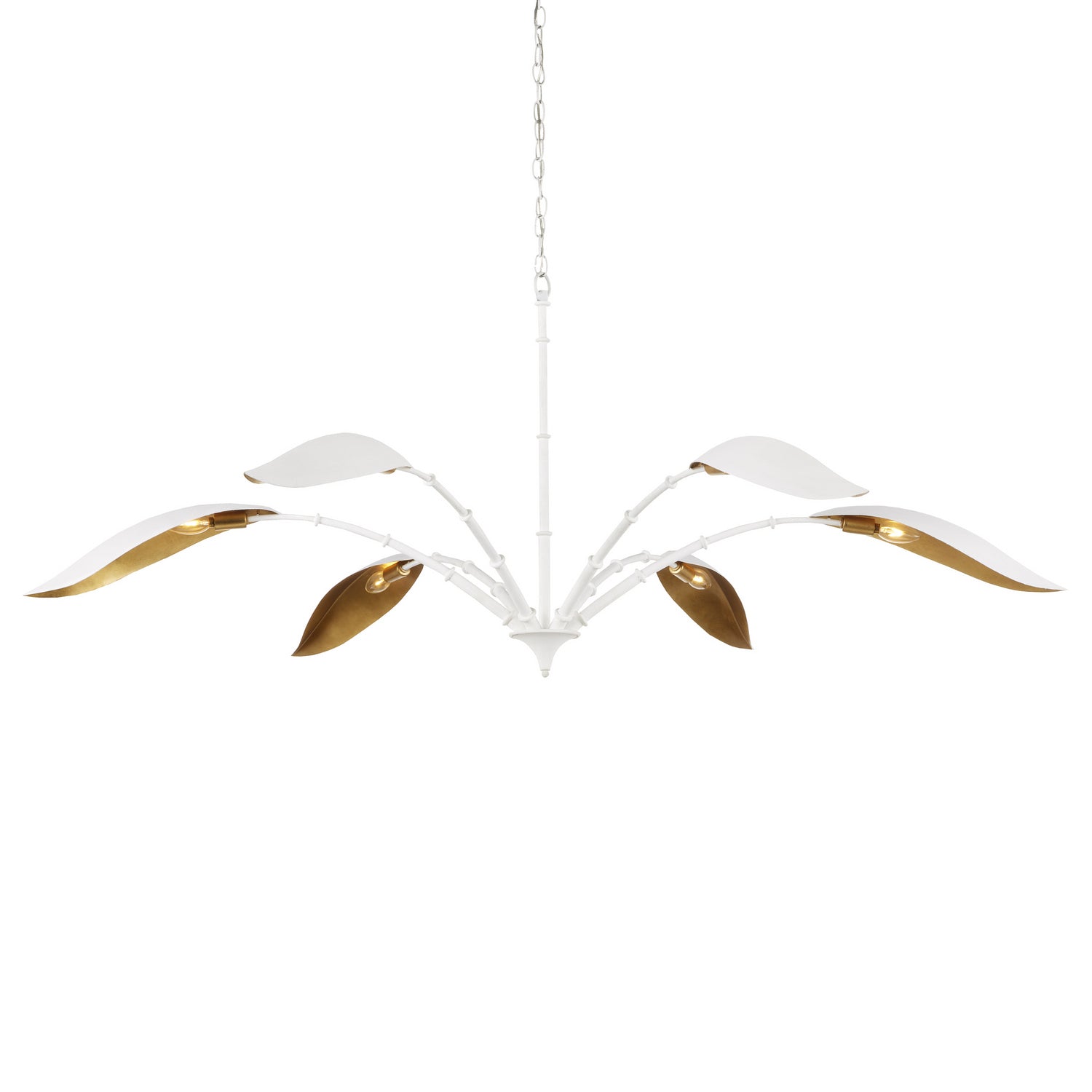 Currey and Company - 9000-0974 - Six Light Chandelier - Yuriko - Gesso White/Contemporary Gold Leaf