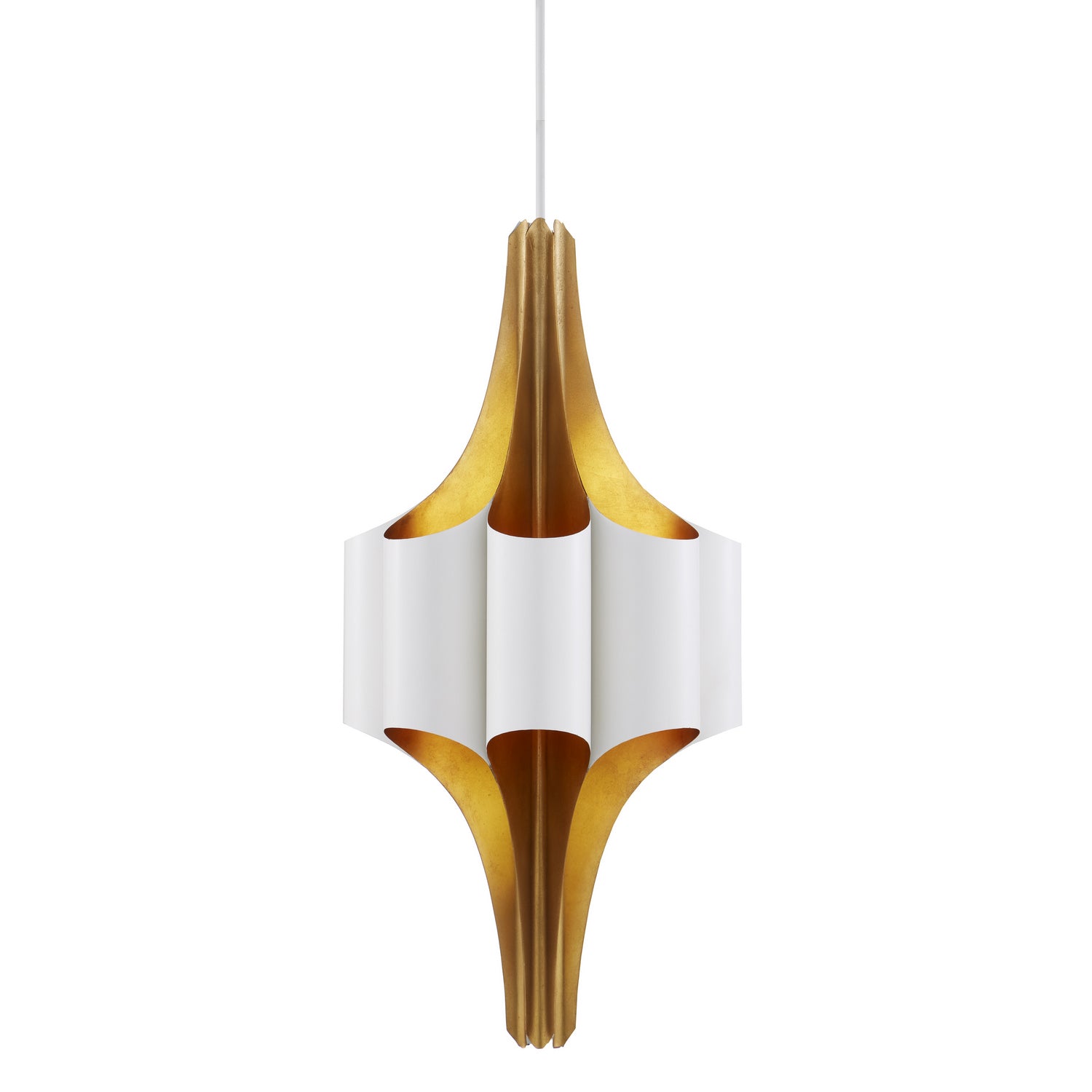 Currey and Company - 9000-0976 - Eight Light Chandelier - Concordia - Contemporary Gold Leaf/Gesso White