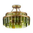 Currey and Company - 9000-0984 - Three Light Semi-Flush Mount - Vintner Collection - Contemporary Gold Leaf/Green