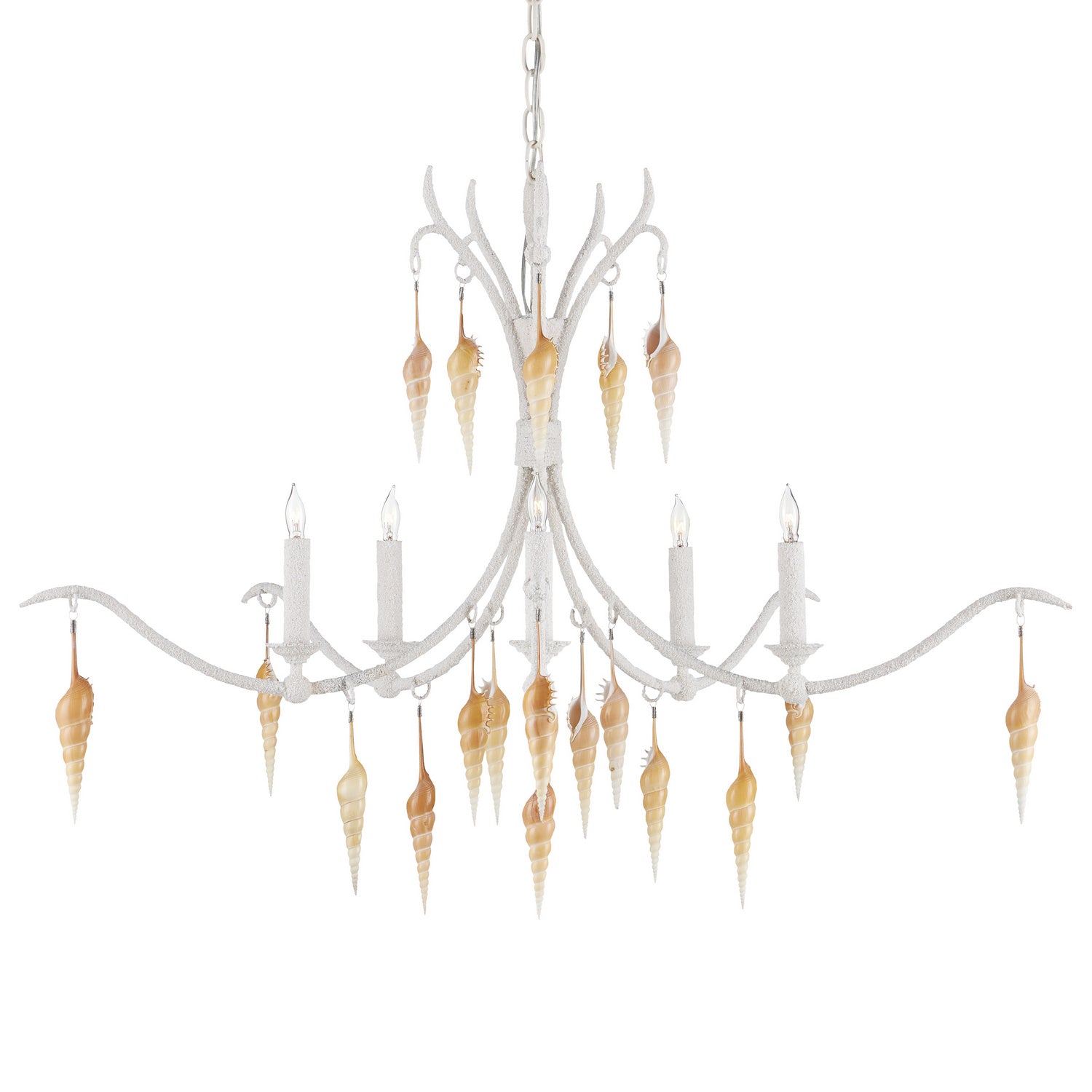 Currey and Company - 9000-0988 - Five Light Chandelier - Arcachon - Crushed Shell/Natural/Vanilla