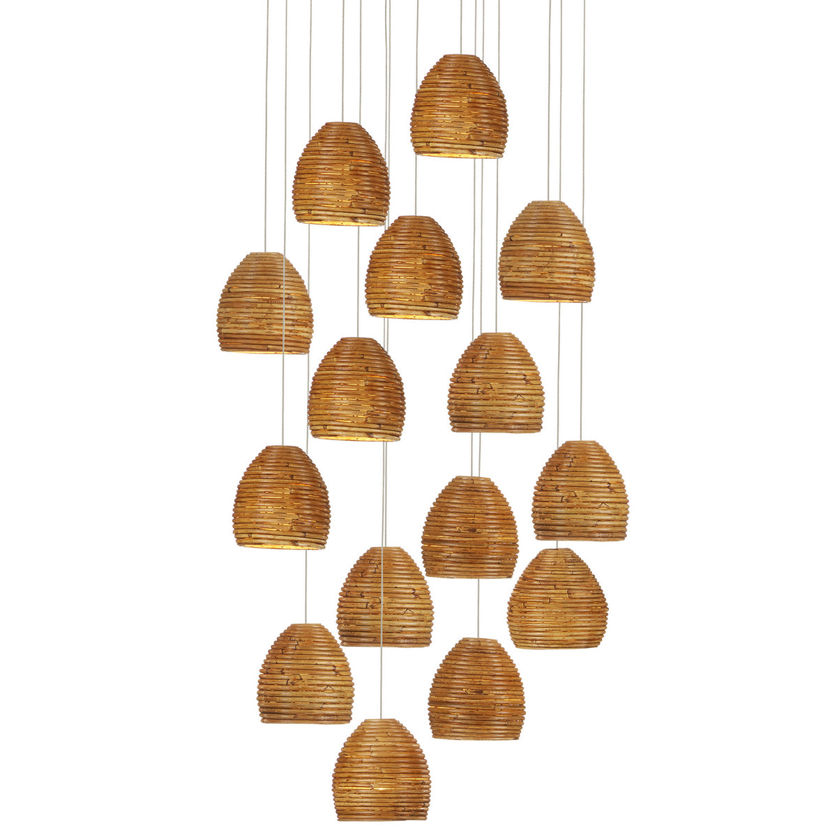 Currey and Company - 9000-1001 - 15 Light Pendant - Beehive - Natural Rattan/Silver