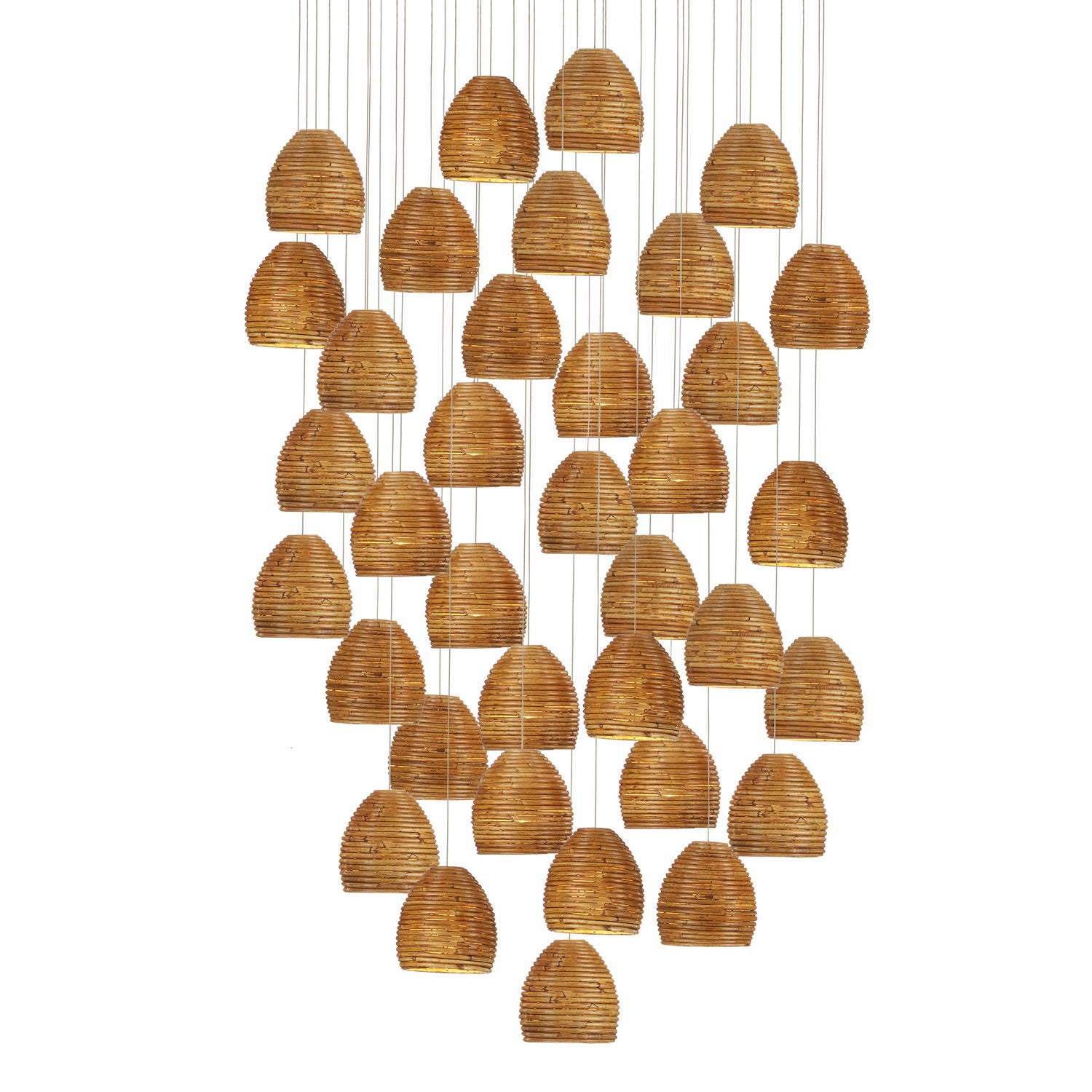 Currey and Company - 9000-1004 - 36 Light Pendant - Beehive - Natural Rattan/Silver