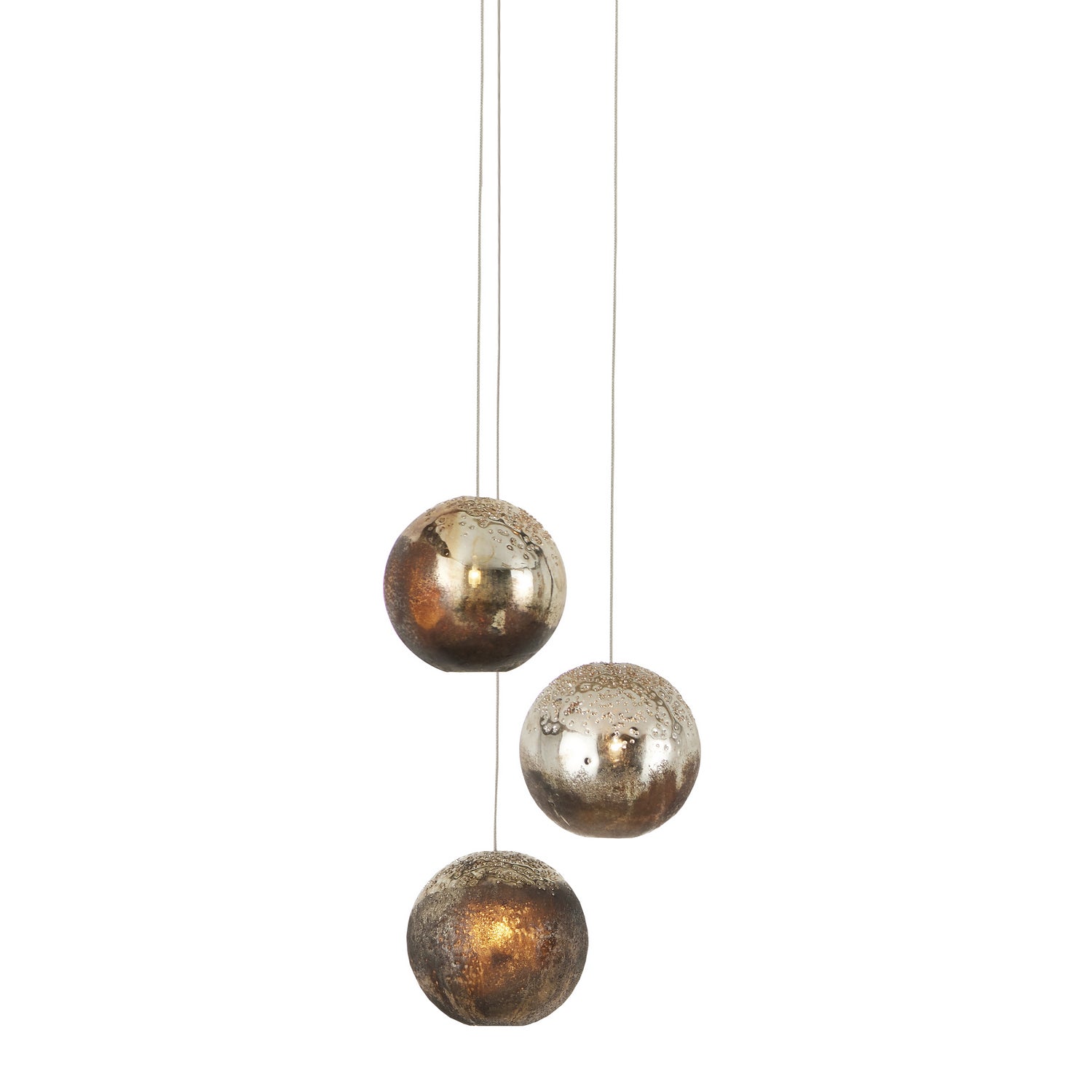 Currey and Company - 9000-1013 - Three Light Pendant - Pathos - Antique Silver/Antique Gold/Matte Charcoal/Silver
