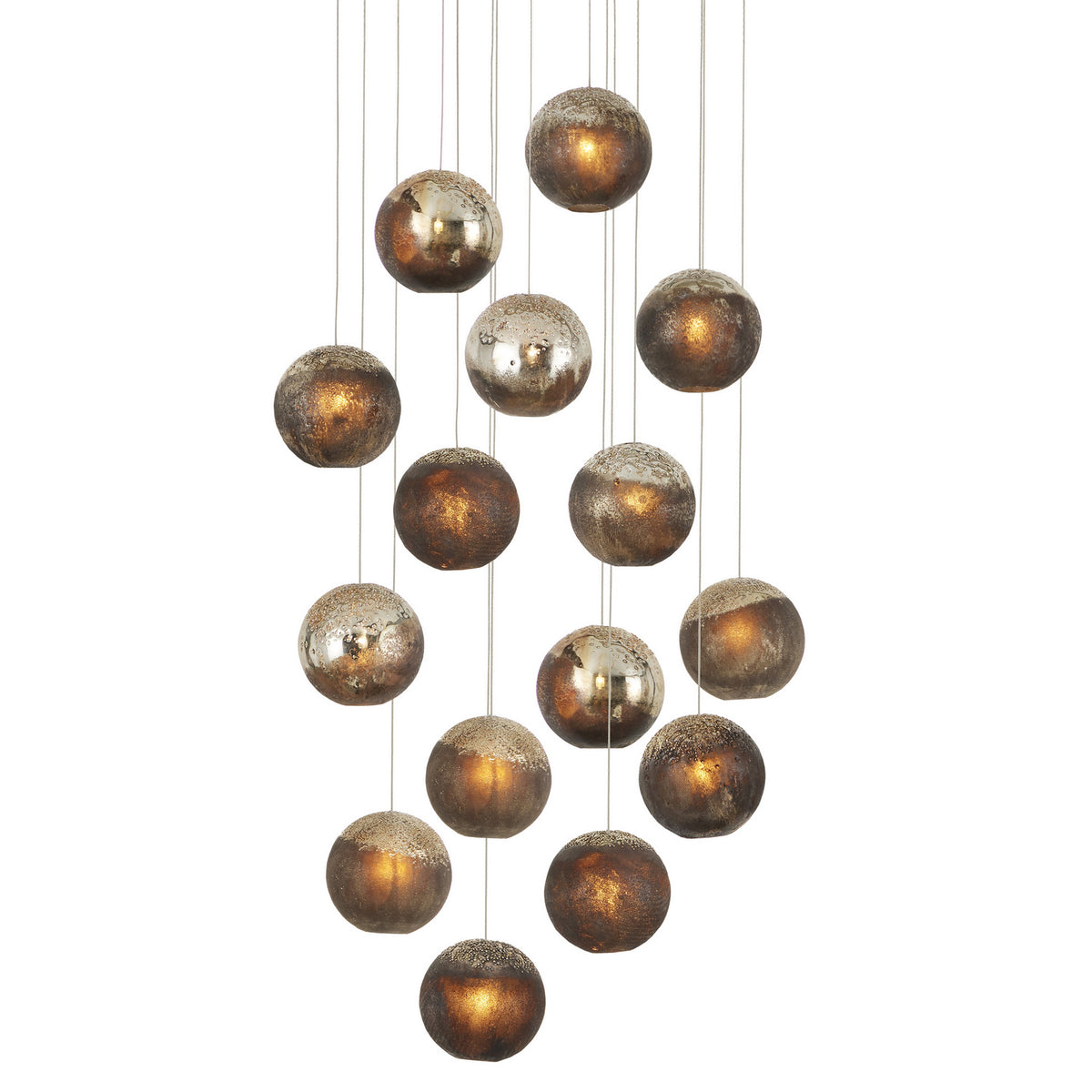 Currey and Company - 9000-1015 - 15 Light Pendant - Pathos - Antique Silver/Antique Gold/Matte Charcoal/Silver