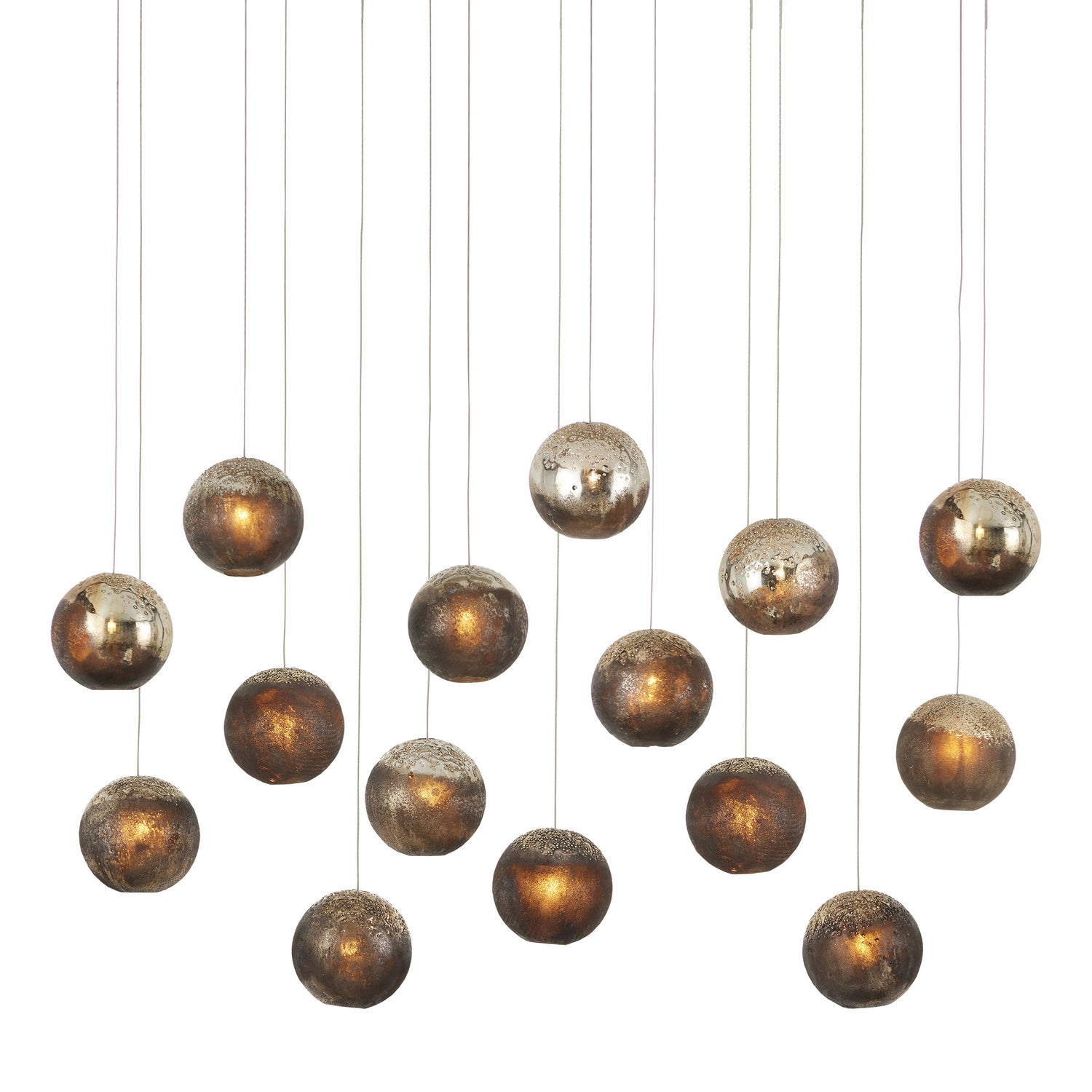 Currey and Company - 9000-1016 - 15 Light Pendant - Pathos - Antique Silver/Antique Gold/Matte Charcoal/Silver
