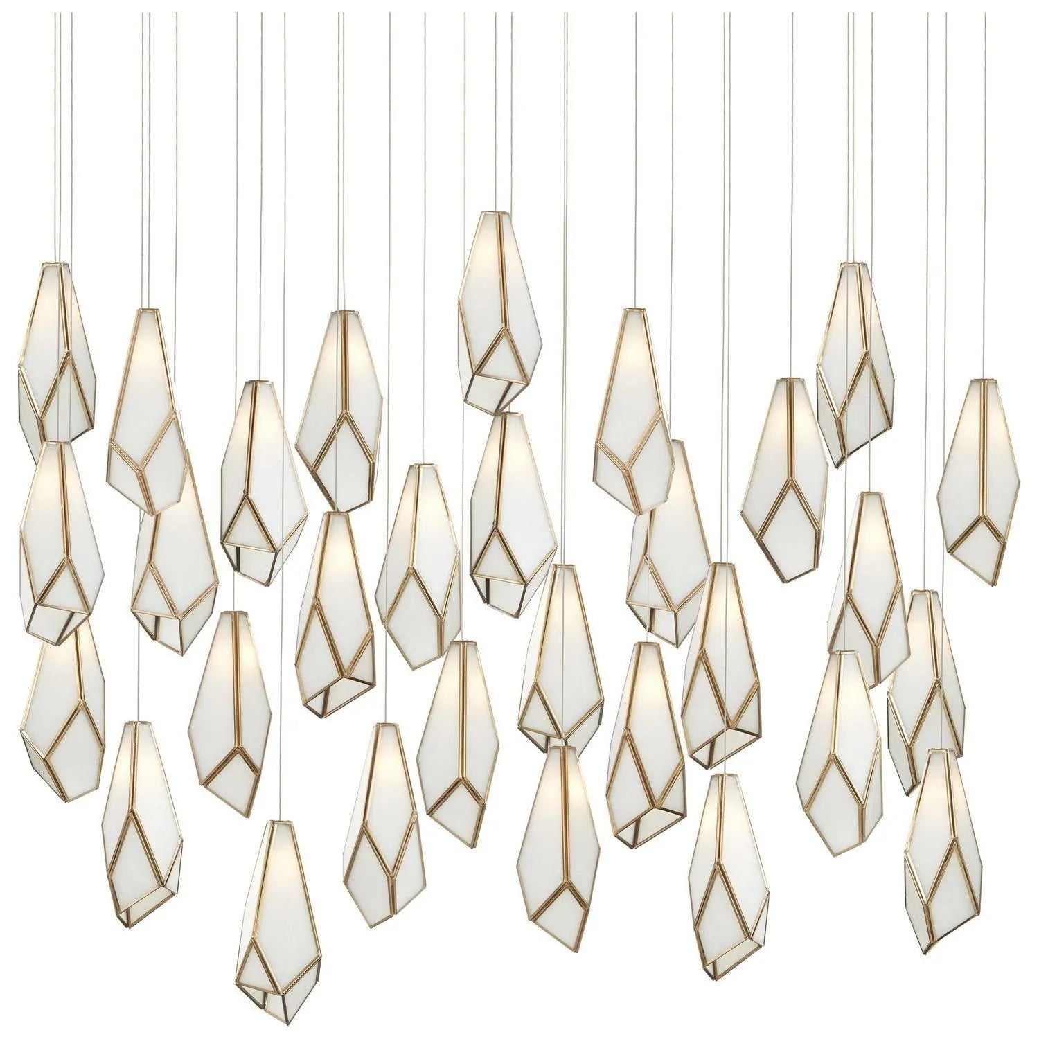 Currey and Company - 9000-1037 - 15 Light Pendant - Glace - White/Antique Brass