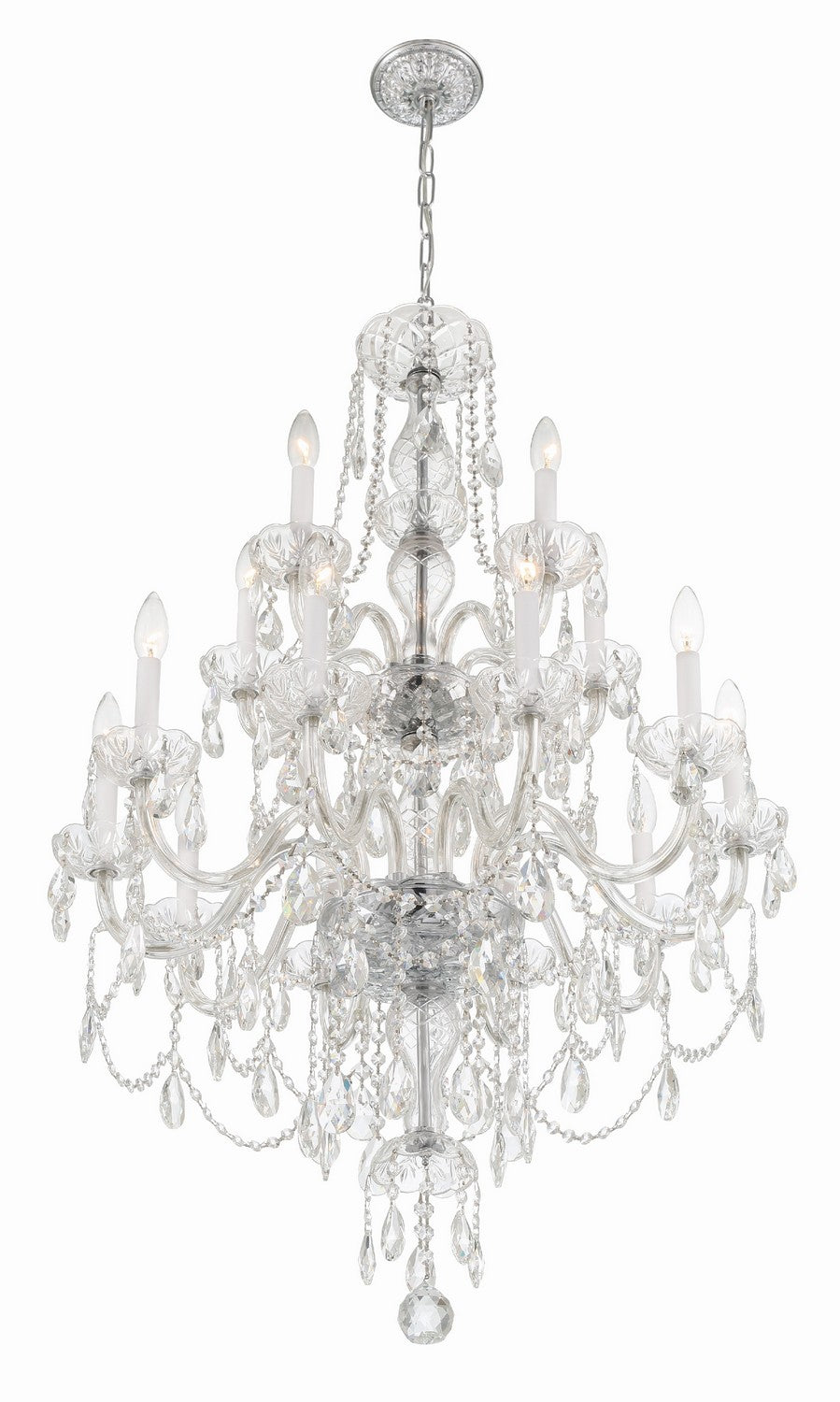 Crystorama - 1155-CH-CL-MWP - 15 Lumière Suspendu - Cristal traditionnel - Chrome poli