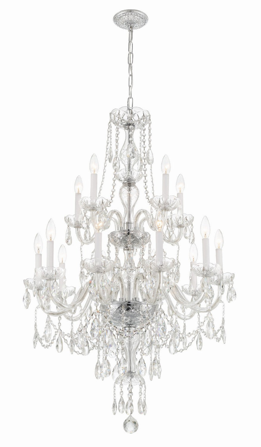 Crystorama - 1155-CH-CL-MWP - 15 Lumière Suspendu - Cristal traditionnel - Chrome poli