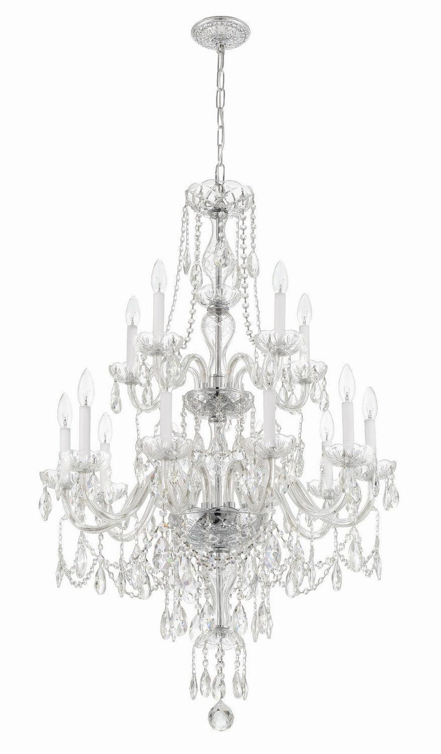 Crystorama - 1155-CH-CL-MWP - 15 Lumière Suspendu - Cristal traditionnel - Chrome poli