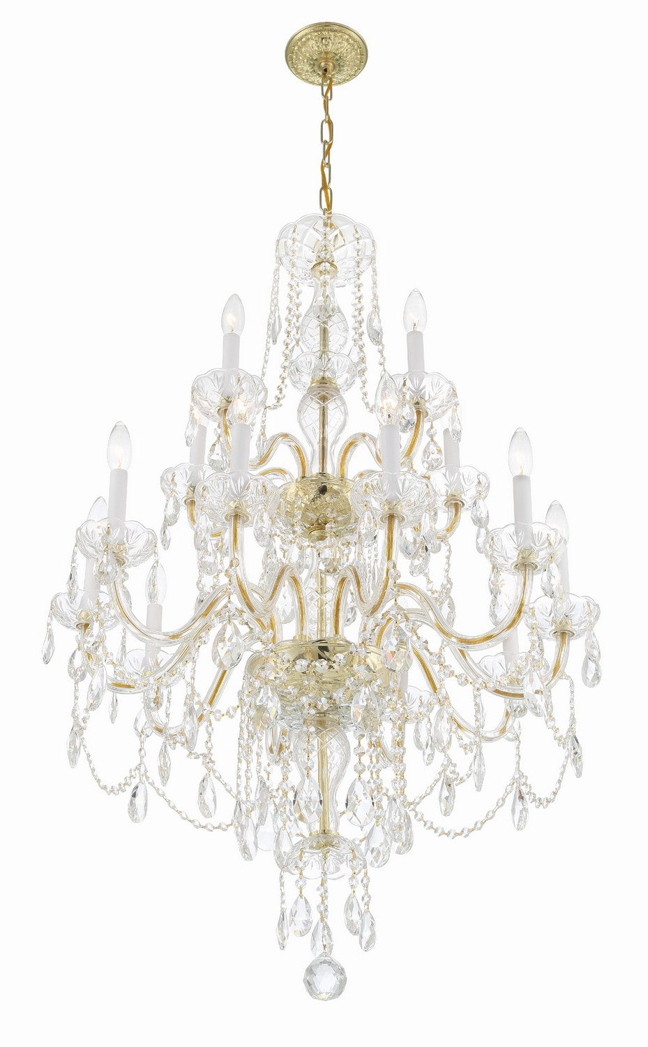 Crystorama - 1155-PB-CL-MWP - 15 Lumière Suspendu - Cristal traditionnel - Laiton poli