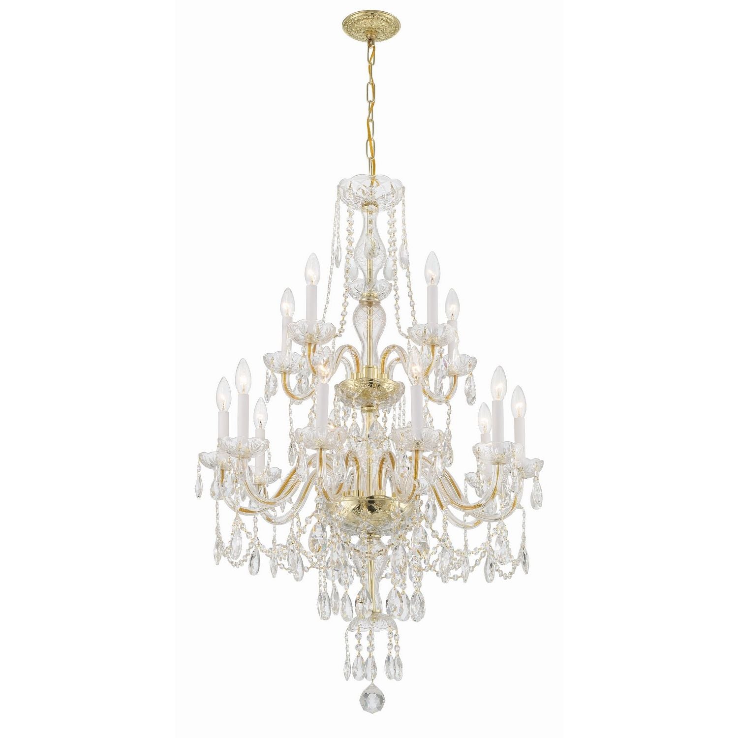 Crystorama - 1155-PB-CL-MWP - 15 Light Chandelier - Traditional Crystal - Polished Brass