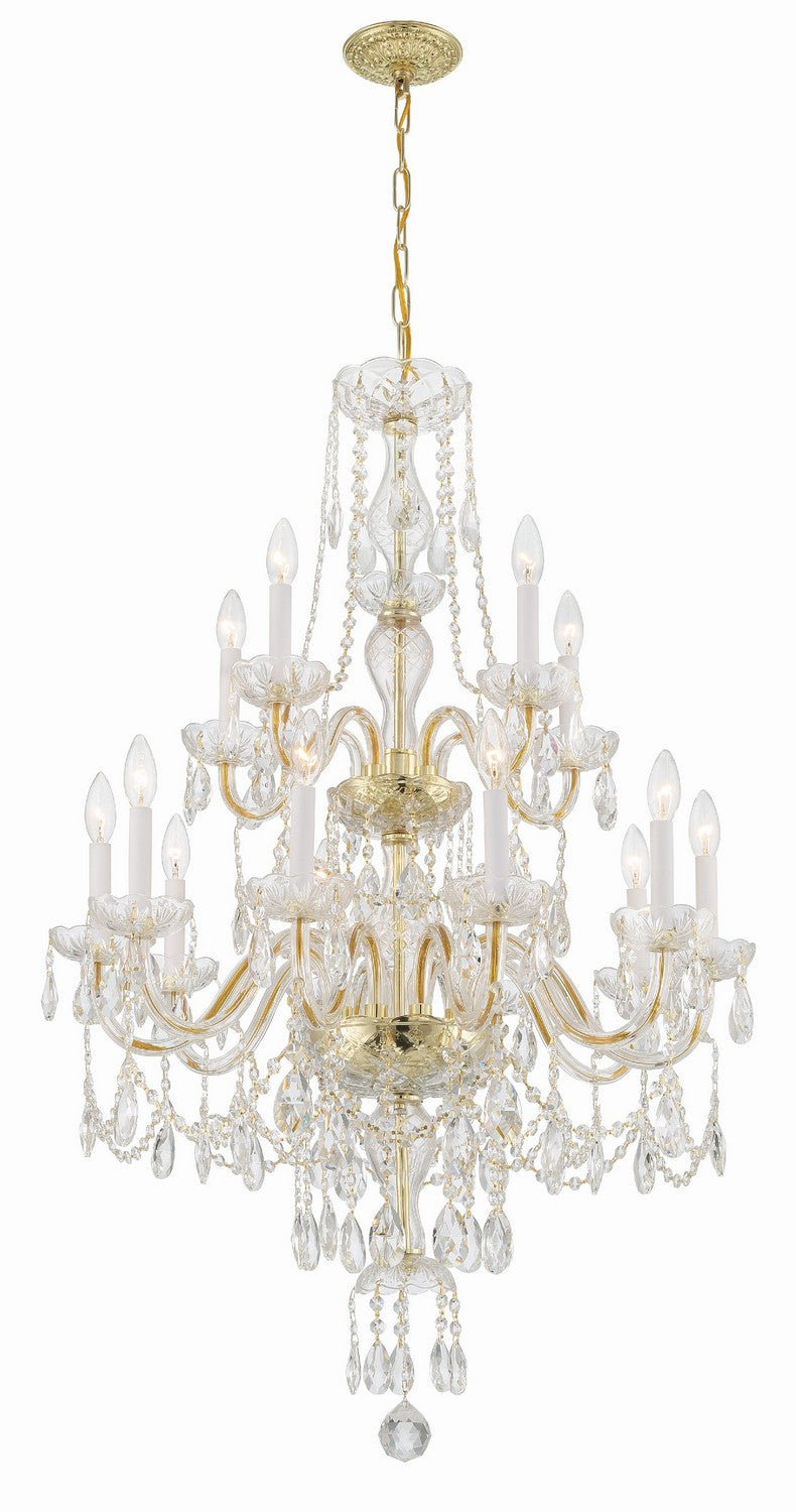 Crystorama - 1155-PB-CL-MWP - 15 Lumière Suspendu - Cristal traditionnel - Laiton poli