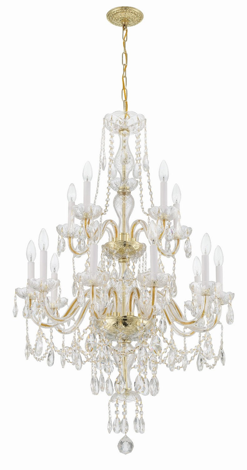 Crystorama - 1155-PB-CL-MWP - 15 Lumière Suspendu - Cristal traditionnel - Laiton poli