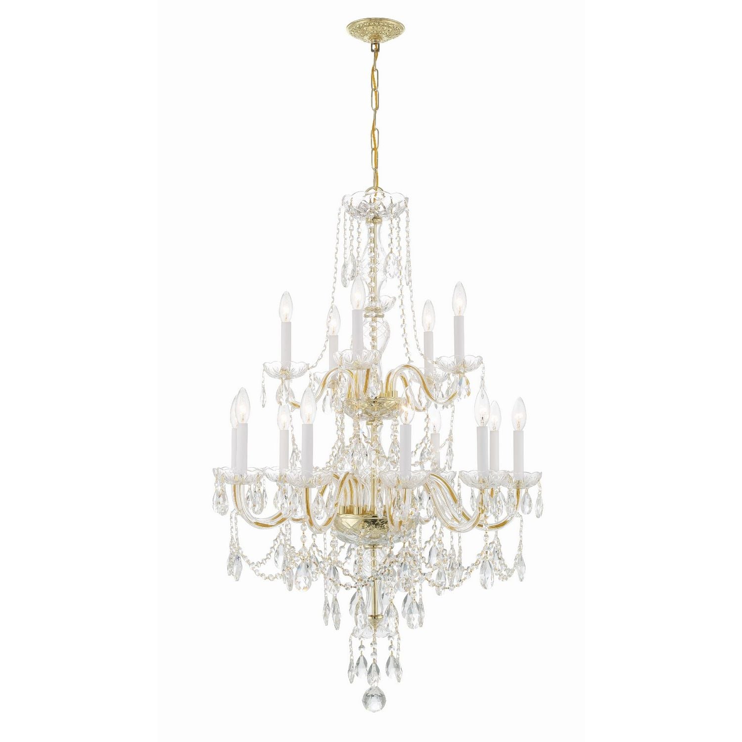 Crystorama - 1155-PB-CL-MWP - 15 Light Chandelier - Traditional Crystal - Polished Brass