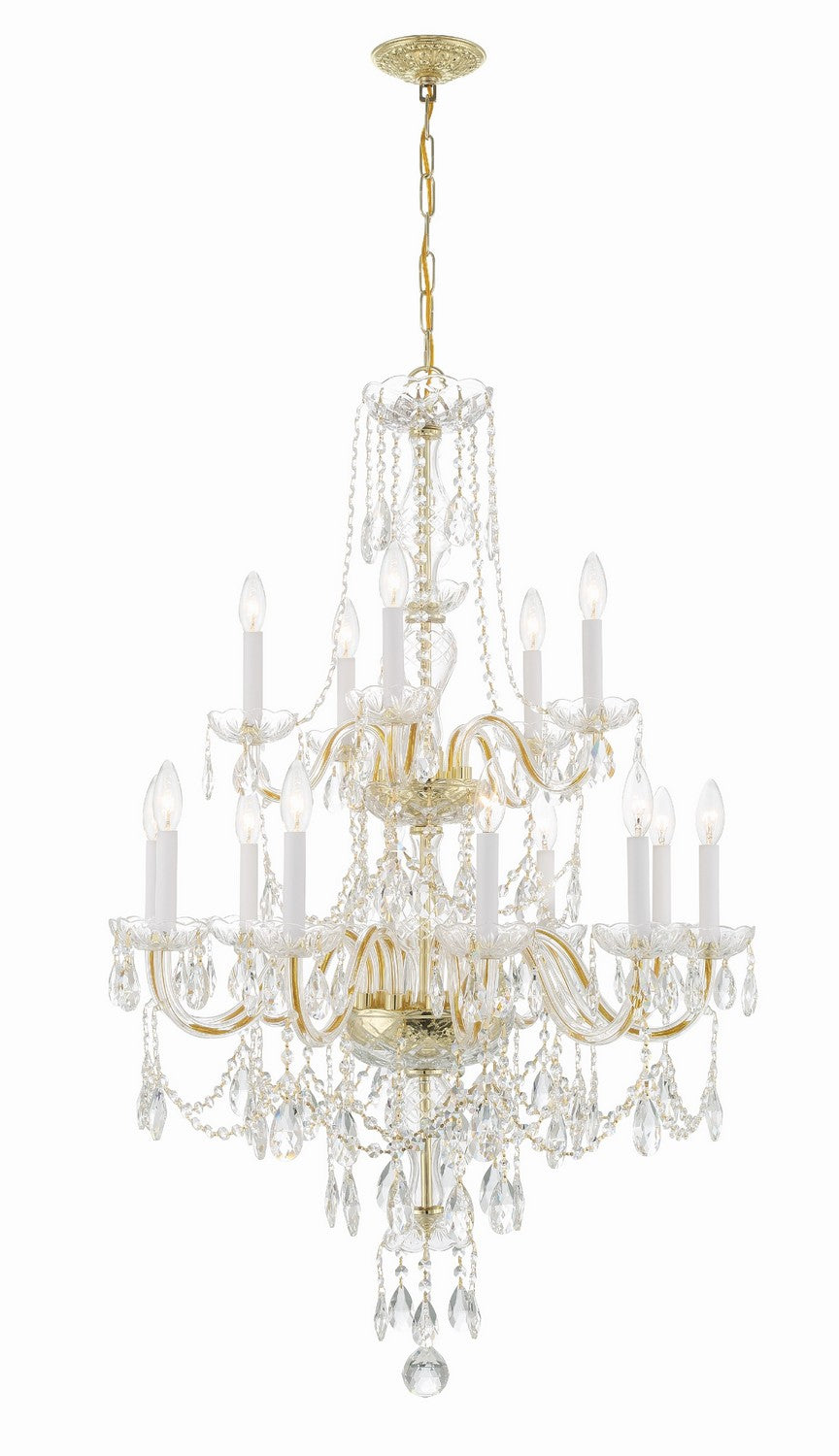 Crystorama - 1155-PB-CL-MWP - 15 Lumière Suspendu - Cristal traditionnel - Laiton poli