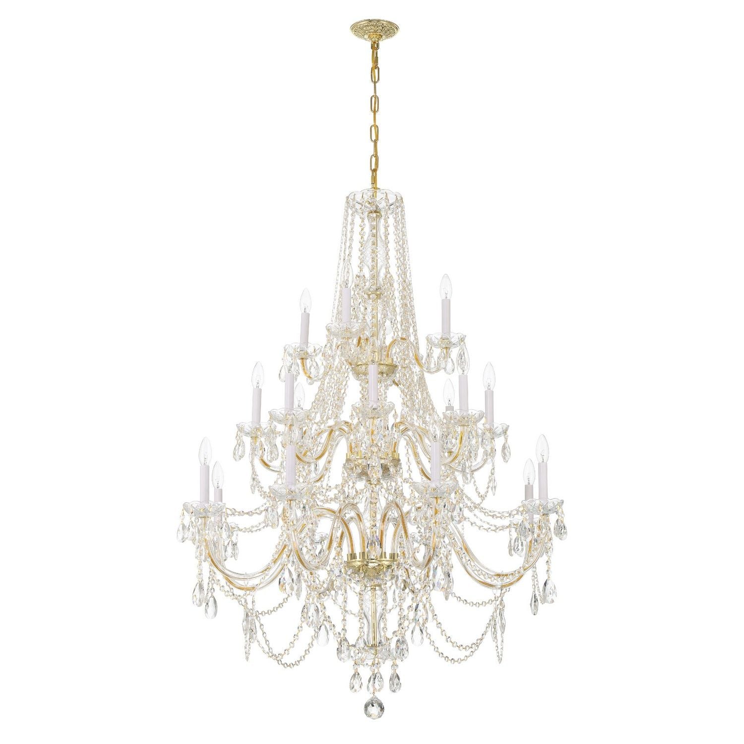 Crystorama - 1157-PB-CL-MWP - 20 Light Chandelier - Traditional Crystal - Polished Brass