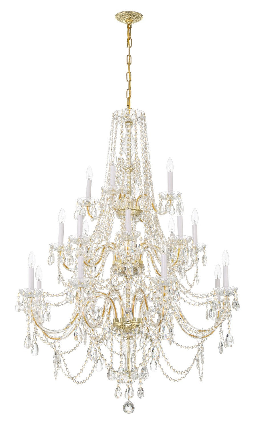 Crystorama - 1157-PB-CL-MWP - 20 Lumières Suspendu - Cristal traditionnel - Laiton poli
