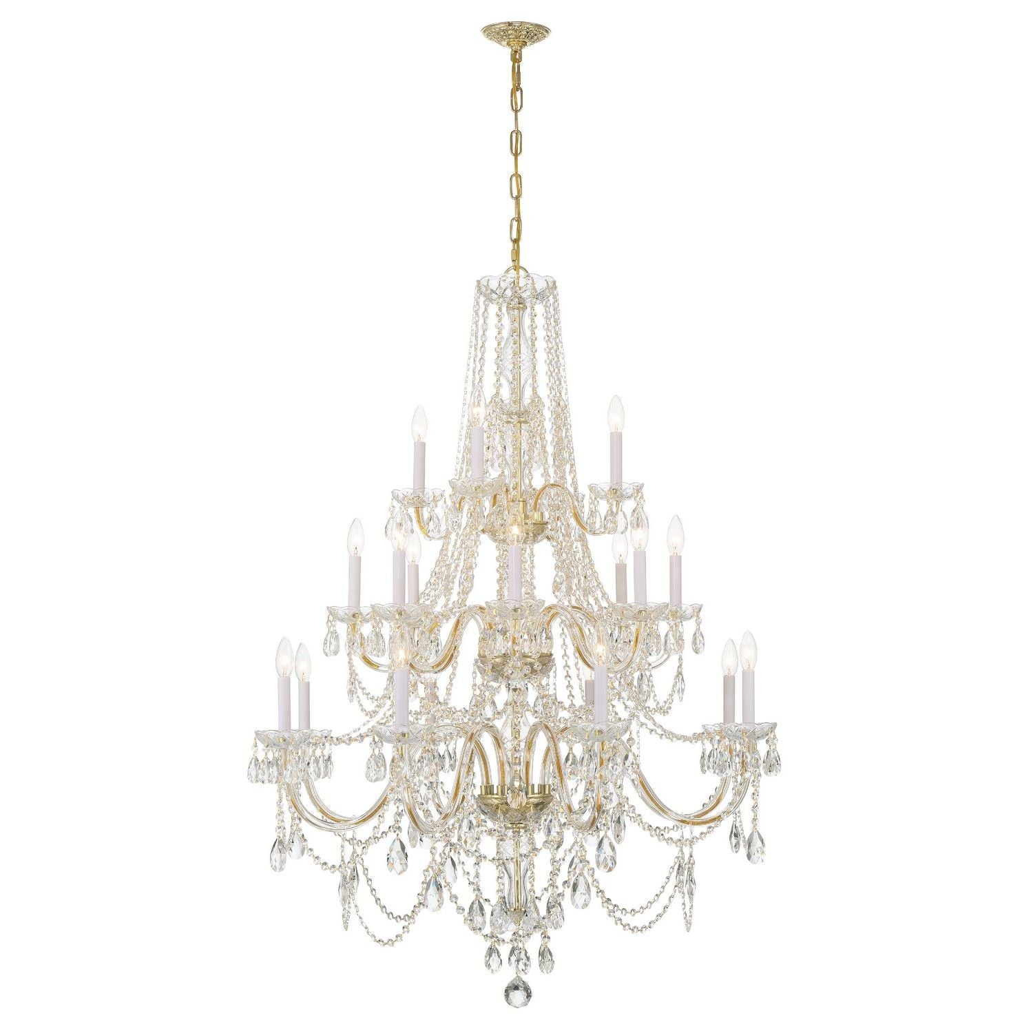Crystorama - 1157-PB-CL-MWP - 20 Light Chandelier - Traditional Crystal - Polished Brass
