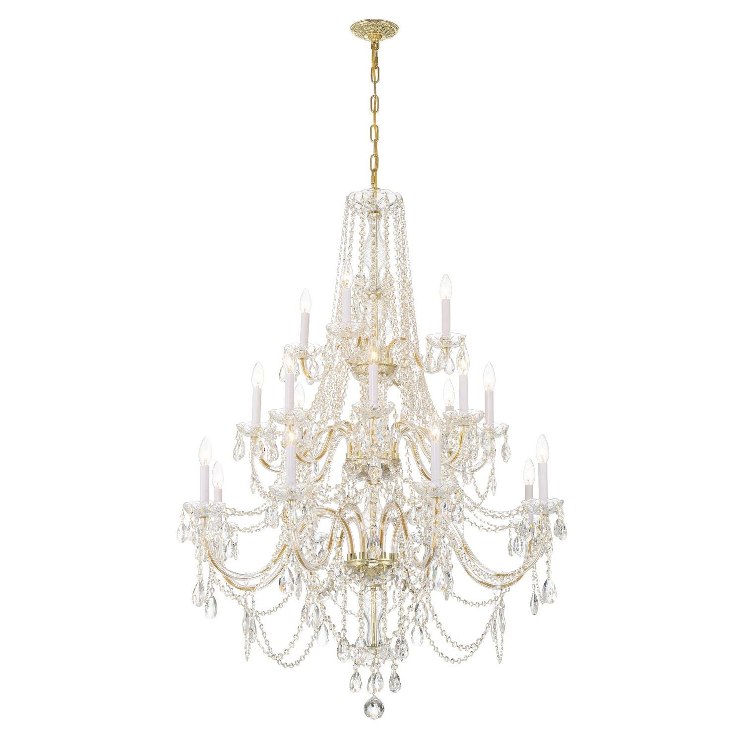 Crystorama - 1157-PB-CL-MWP - 20 Light Chandelier - Traditional Crystal - Polished Brass