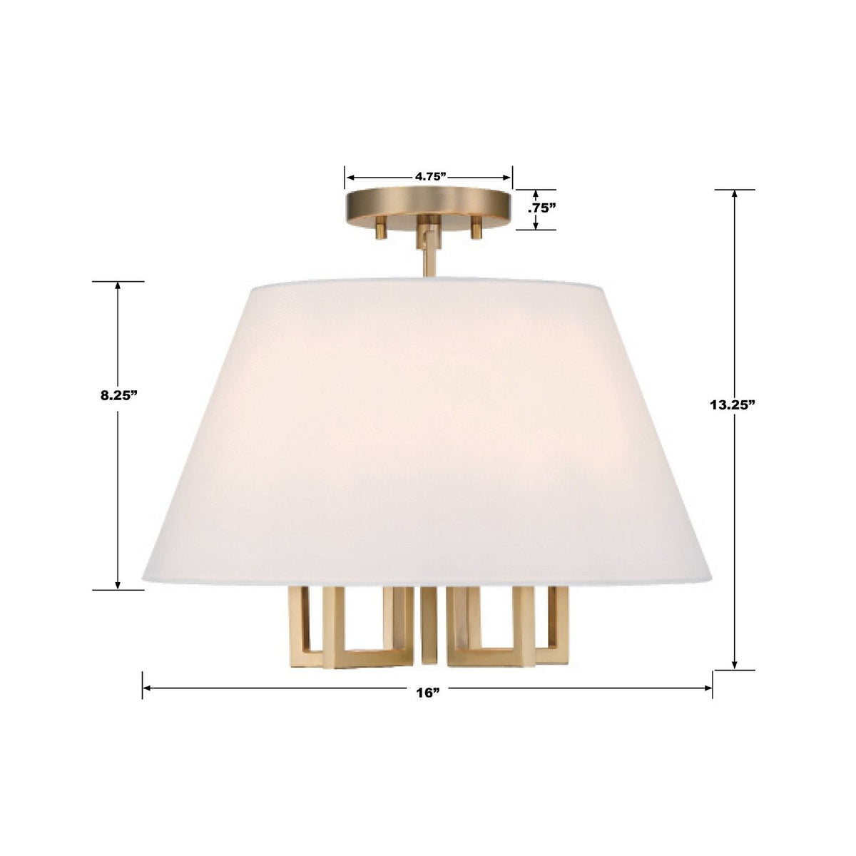 Crystorama - 2255-VG_CEILING - Five Light Semi Flush Mount - Westwood - Vibrant Gold