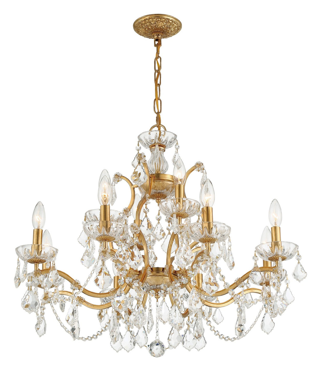 Crystorama - 4456-GA-CL-SAQ - 12 Lumières Suspendu - Filmore - Or antique