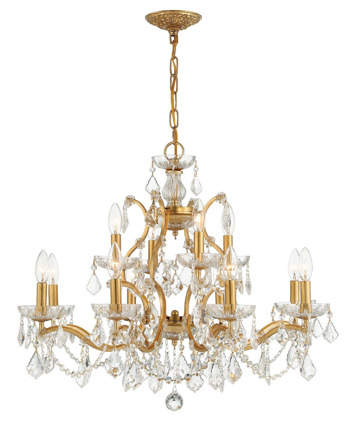 Crystorama - 4456-GA-CL-SAQ - 12 Lumières Suspendu - Filmore - Or antique