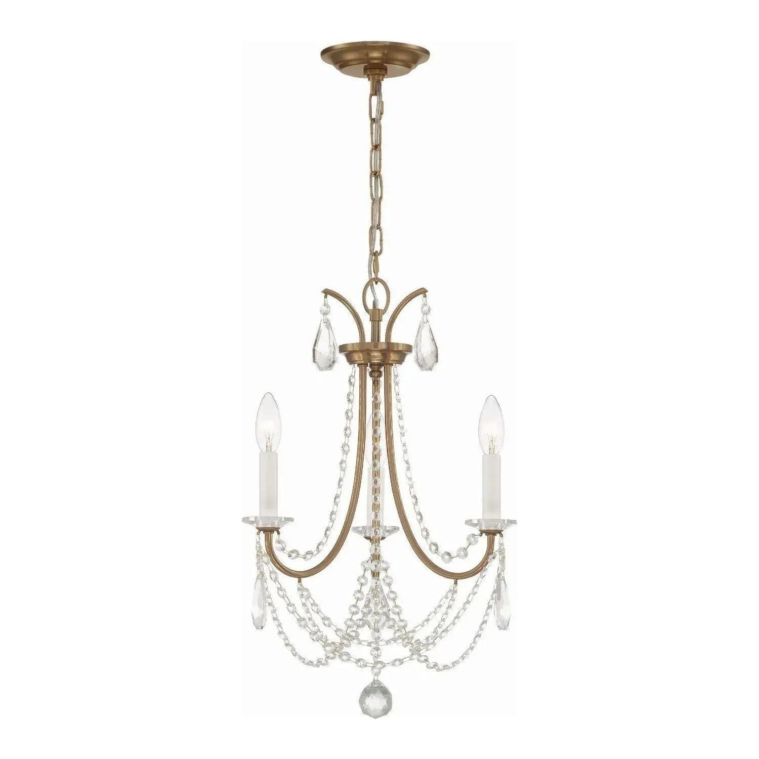Crystorama - KAR-90903-AG-CL-MWP - Three Light Mini Chandelier - Karrington - Aged Brass