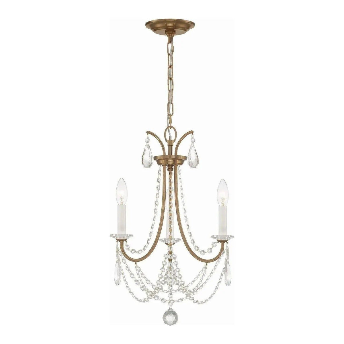 Crystorama - KAR-90903-AG-CL-MWP - Three Light Mini Chandelier - Karrington - Aged Brass