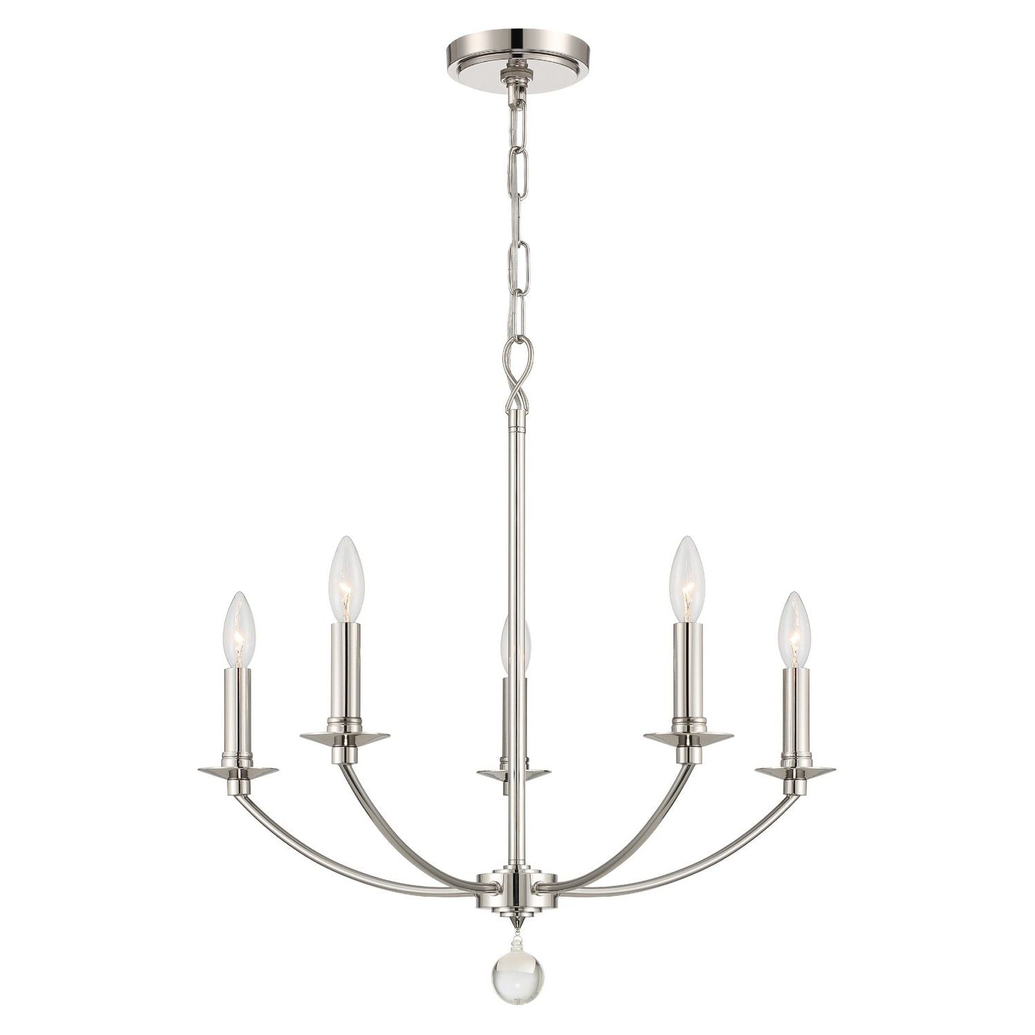 Crystorama - MIL-8005-PN - Five Light Chandelier - Mila - Polished Nickel