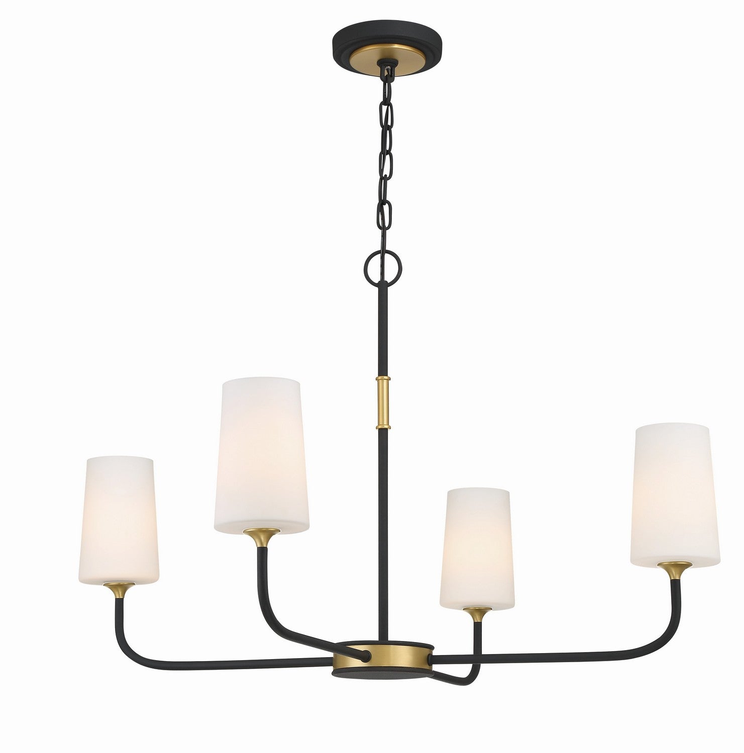 Crystorama - NIL-70015-BF-MG - Quatre lumières Suspendu - Niles - Forgé noir + Or moderne