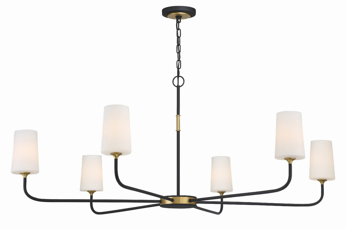 Crystorama - NIL-70016-BF-MG - Six Light Chandelier - Niles - Black Forged + Modern Gold