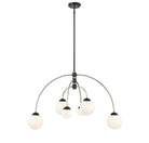 Meridian M100114MBKPN Six Light Chandelier in Matte Black with Polished Nickel