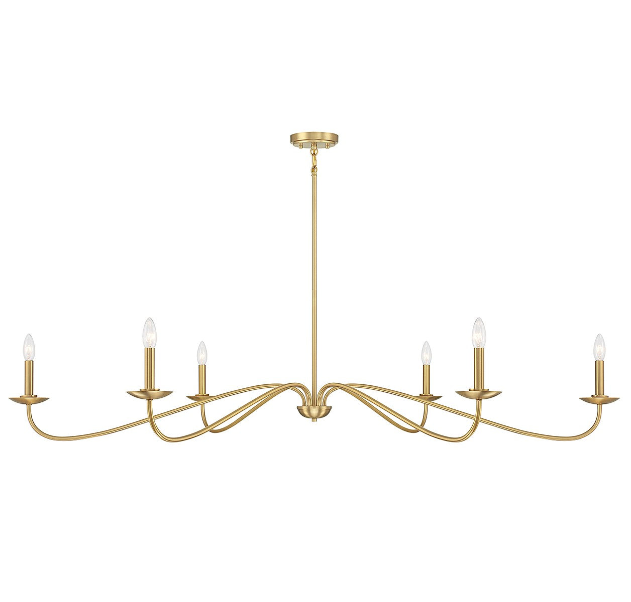 Meridian M100119NB Six Light Chandelier in Natural Brass