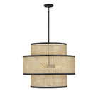 Meridian M7016MBK Trois Lumières Suspension en canne naturelle avec noir mat