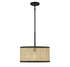 Meridian M7018MBK One Light Pendant in Natural Cane with Matte Black