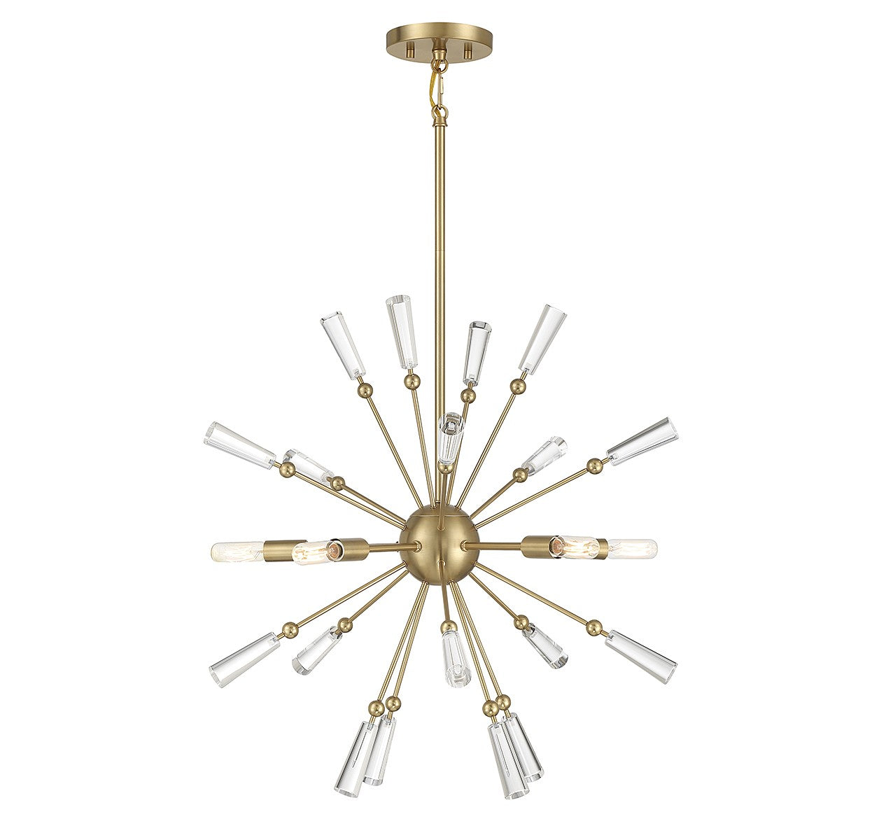 Meridian M7028NB Five Light Pendant in Natural Brass