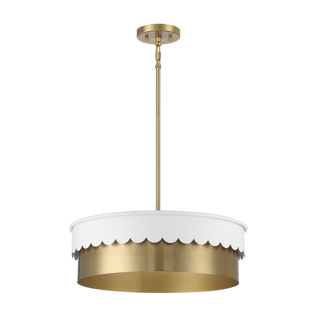 Meridian - M7030WHNB - Four Light Pendant - White and Natural Brass