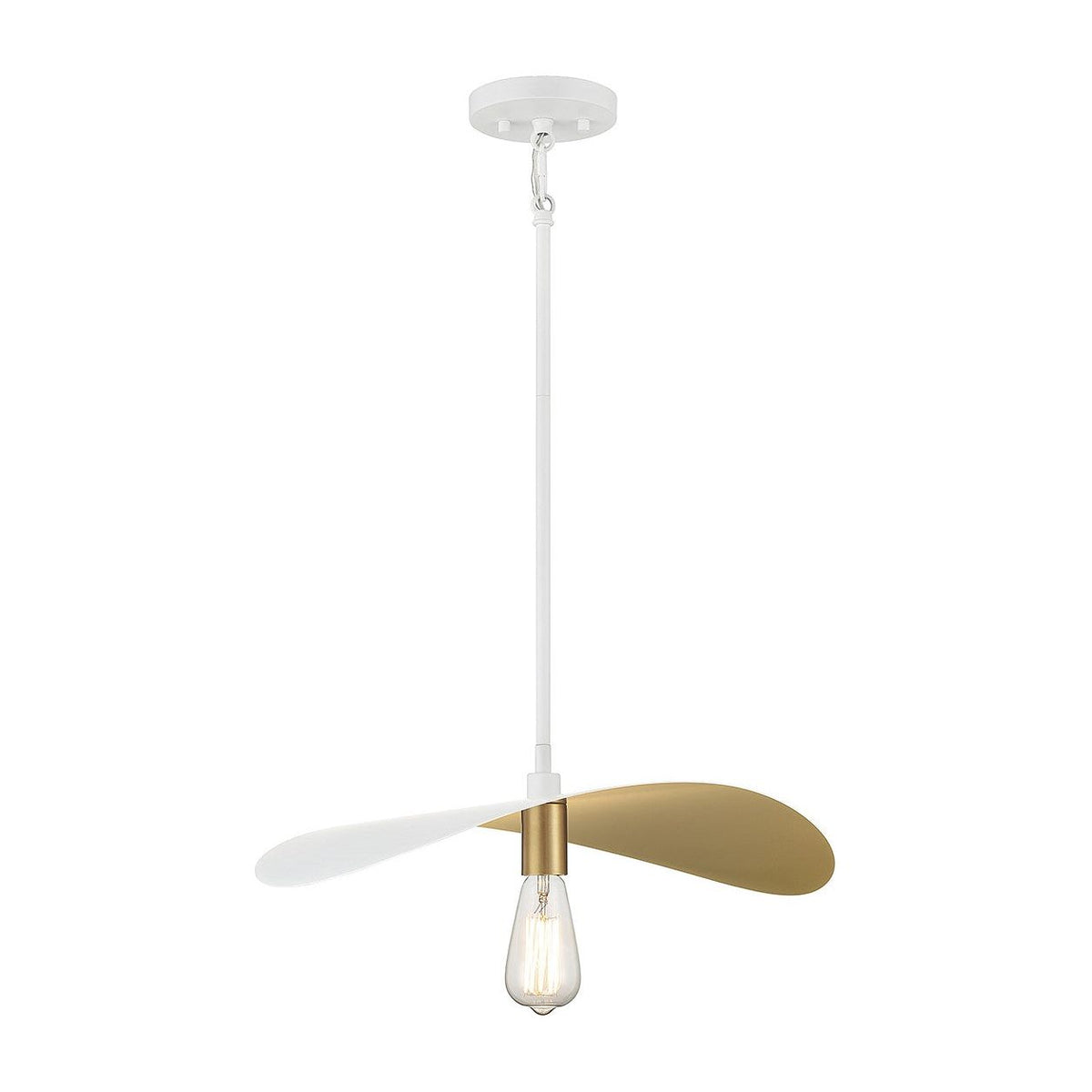 Meridian - M7031WHNB - One Light Pendant - White and Painted Gold