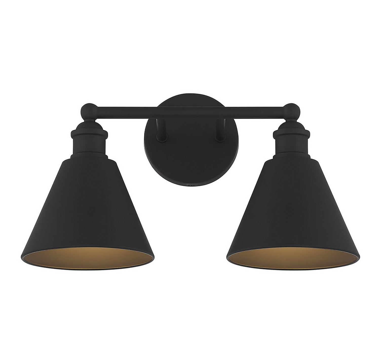 Applique murale de salle de bain à deux lumières Meridian M80063MBK, noir mat